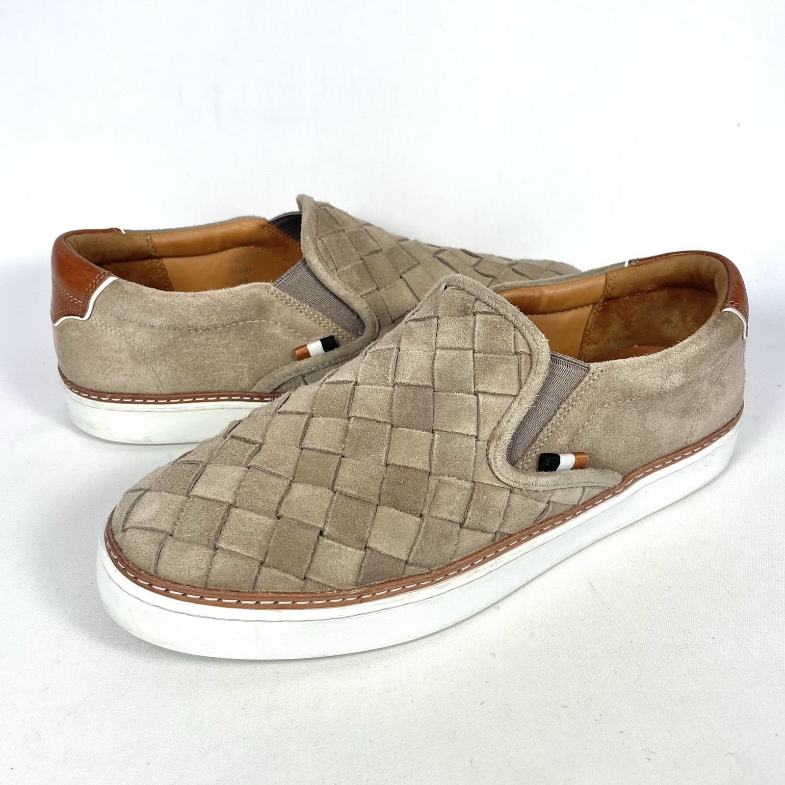 Allen Edmonds Alpha Woven Suede Slip On Sneakers Tan Mens 10